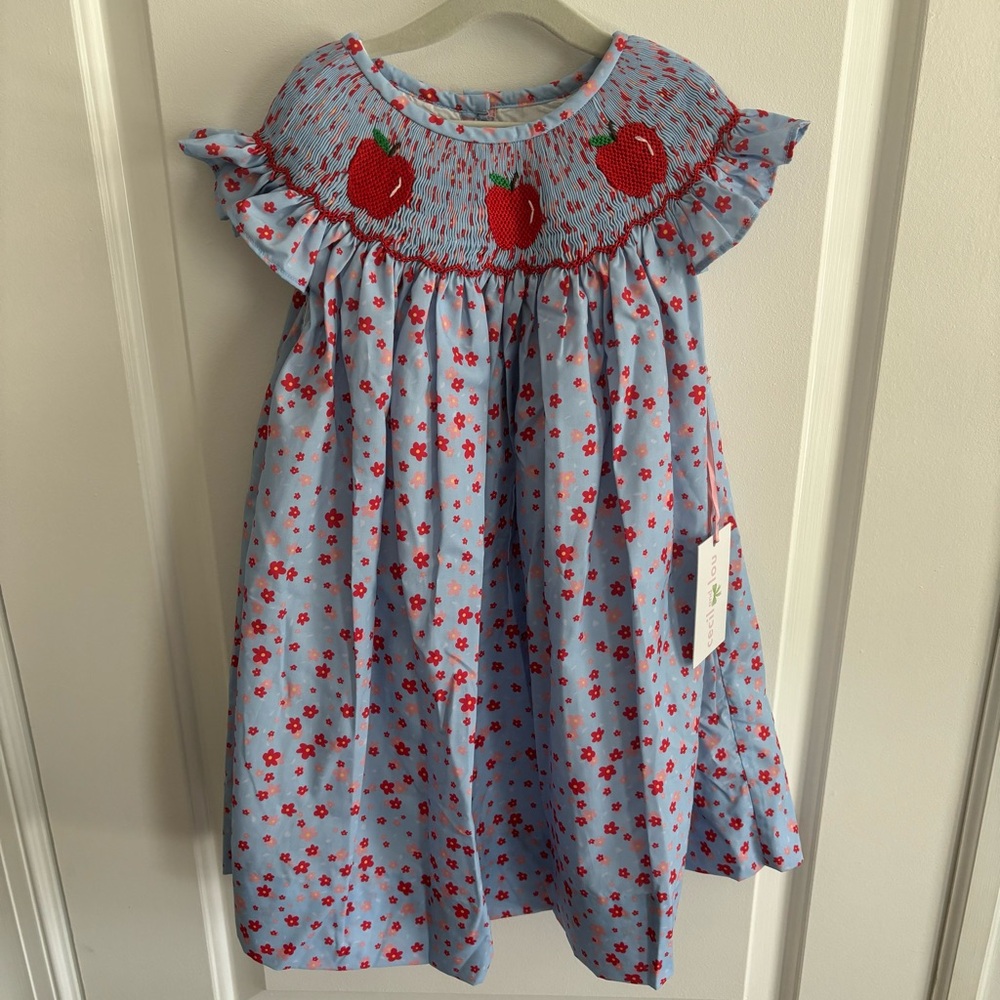 NWT Cecil and Lou Blue Smocked Apple Dress Sz 6